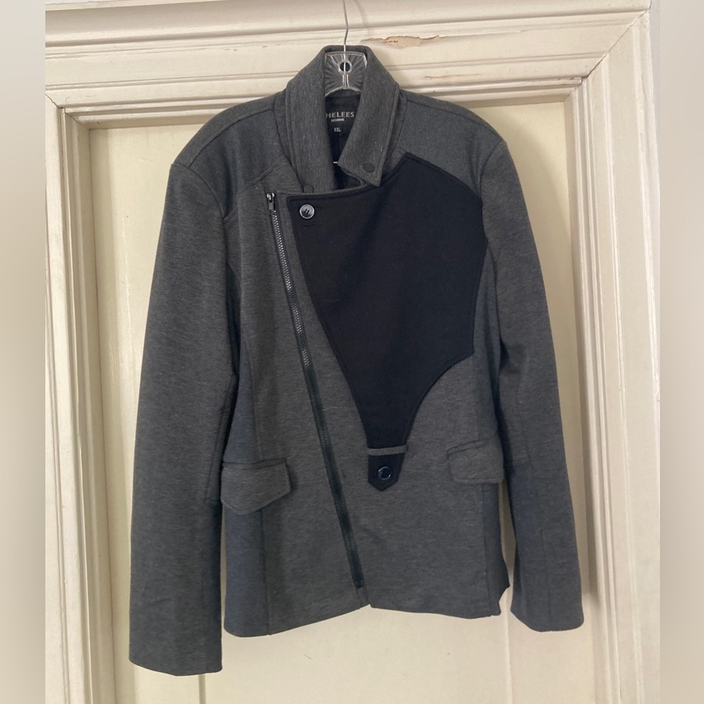 Thelees Grey and Black Stylistic Jacket